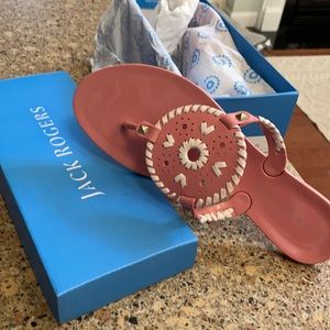 Jack Rogers Georgia Jelly Flip Flops Size 9M. Rose/Bone. New in box